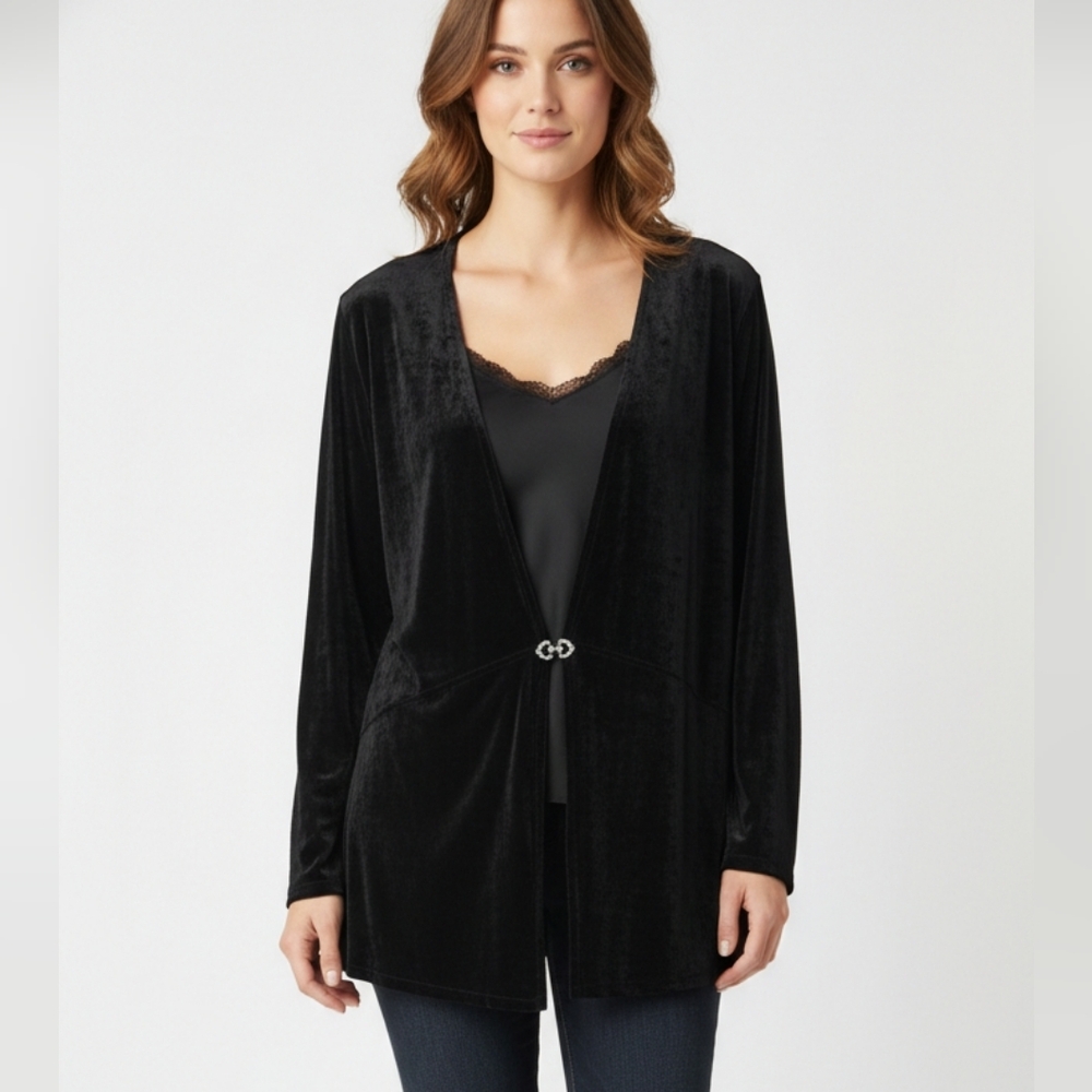 Vintage Vikki Vi Y2K Cardigan Black Liquid Knit Goth Whimsigoth 3X NWT